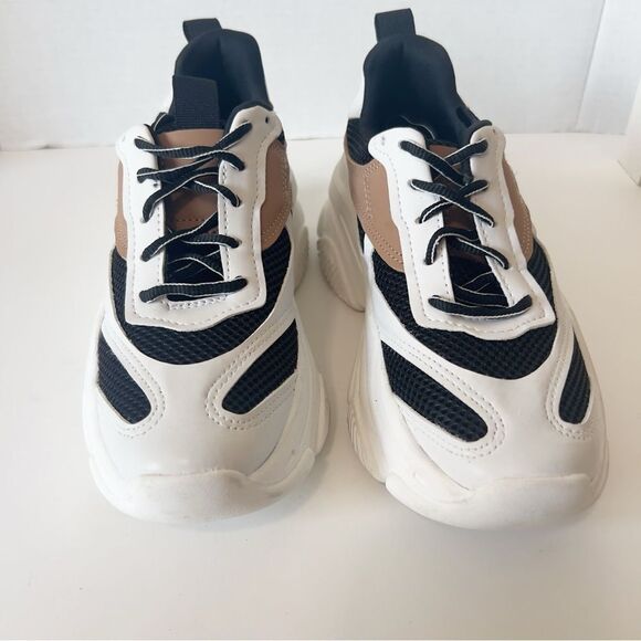 SM New York Womens White Black Tan Platform Fashion Athletic Sneakers Size 6 - Picture 2 of 7